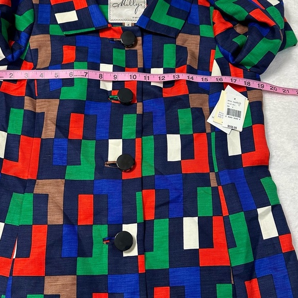 Milly of New York Silk Blend Colorful Block Pattern Trench Coat/Dress - Picture 2 of 16